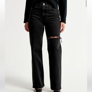 NWT Abercrombie & Fitch the 90s relaxed high rise curve love jean in black